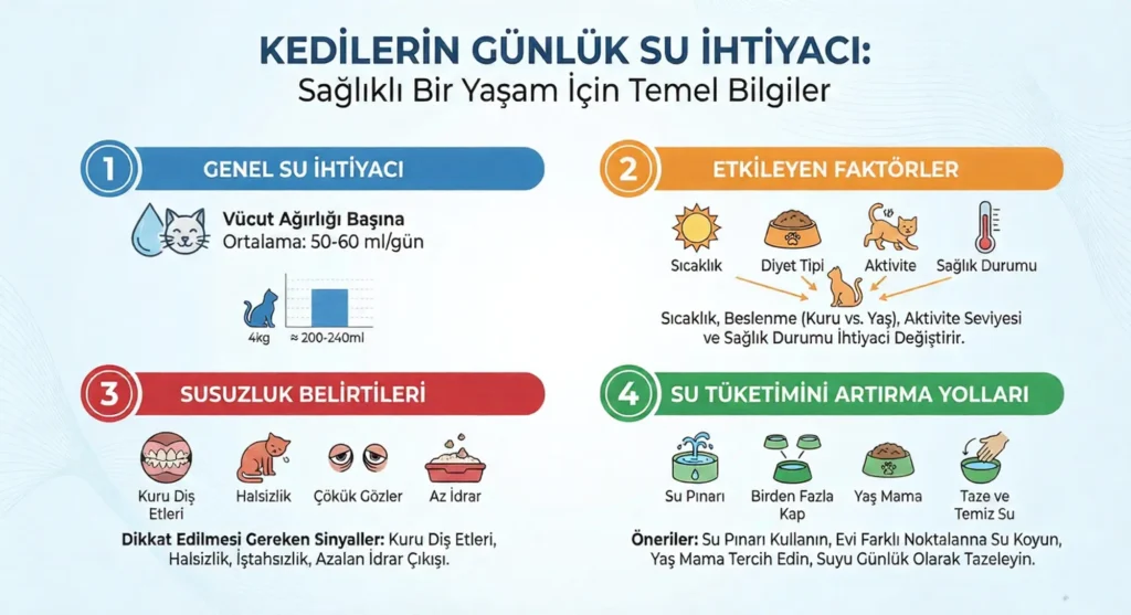 Kedilerin Günlük Su İhtiyacı infografiği