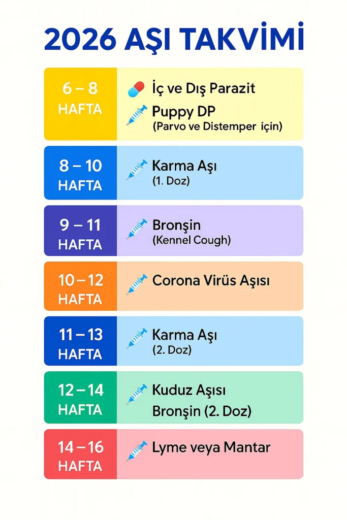 köpek aşı takvimi