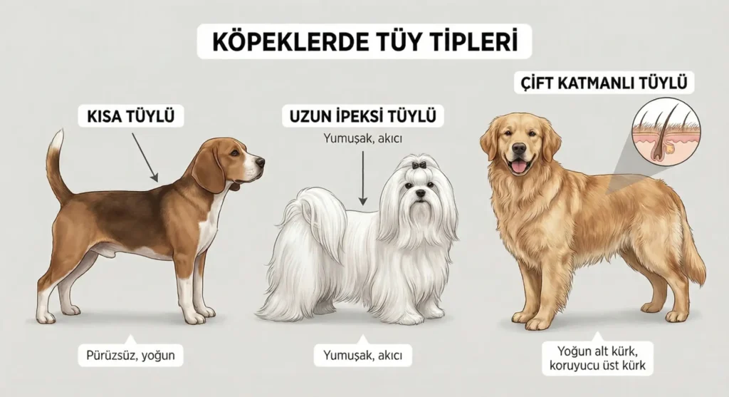 Kısa, uzun ve çift katmanlı kürke sahip köpeklerde tüy bakımı farkları