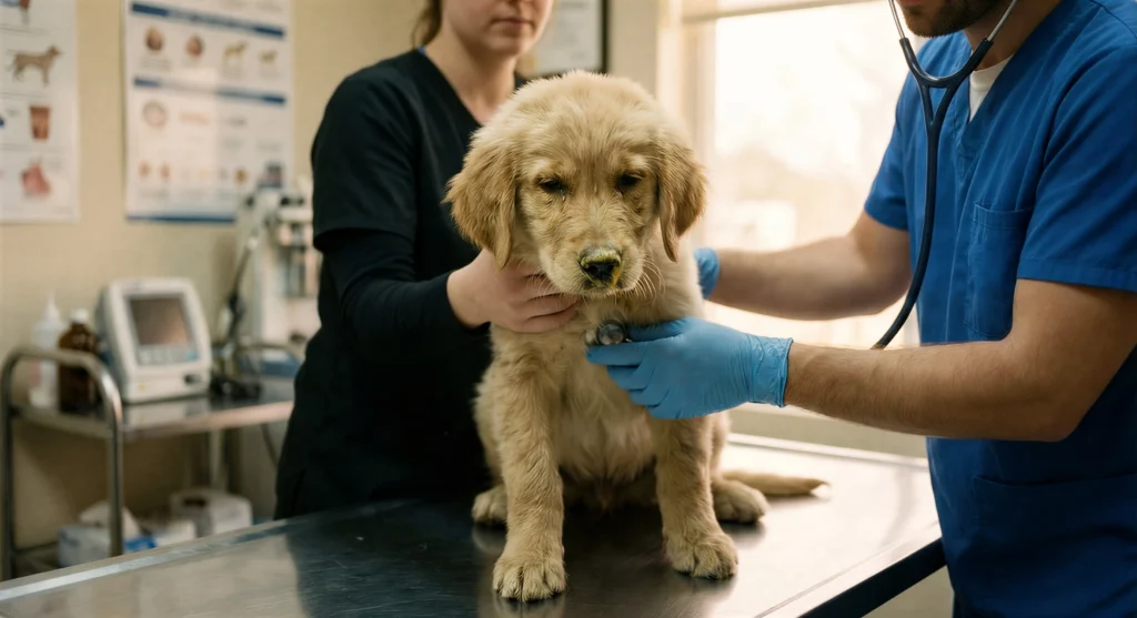 Gençlik hastalığı belirtileri olan yavru köpek