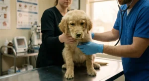 Gençlik hastalığı belirtileri olan yavru köpek