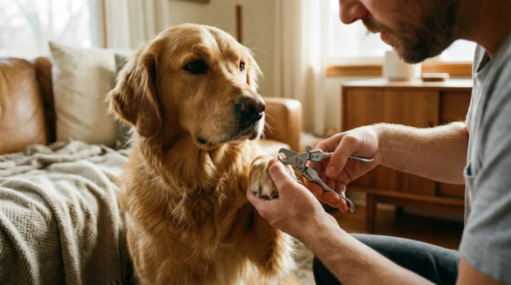 Evde köpek tırnağı keserken doğru pati tutuşu ve makas kullanımı