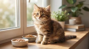 Aydan aya doğru şekilde beslenen sağlıklı ve mutlu yavru kedi