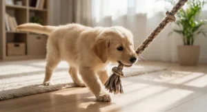 Yavru köpek ısırma sorunu için oyuncak yönlendirme eğitimi