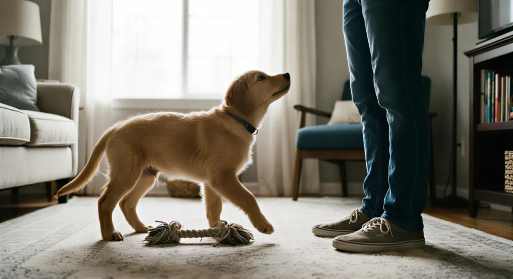 Ayak bileğine saldıran yavru köpeğin durduğu sakin an