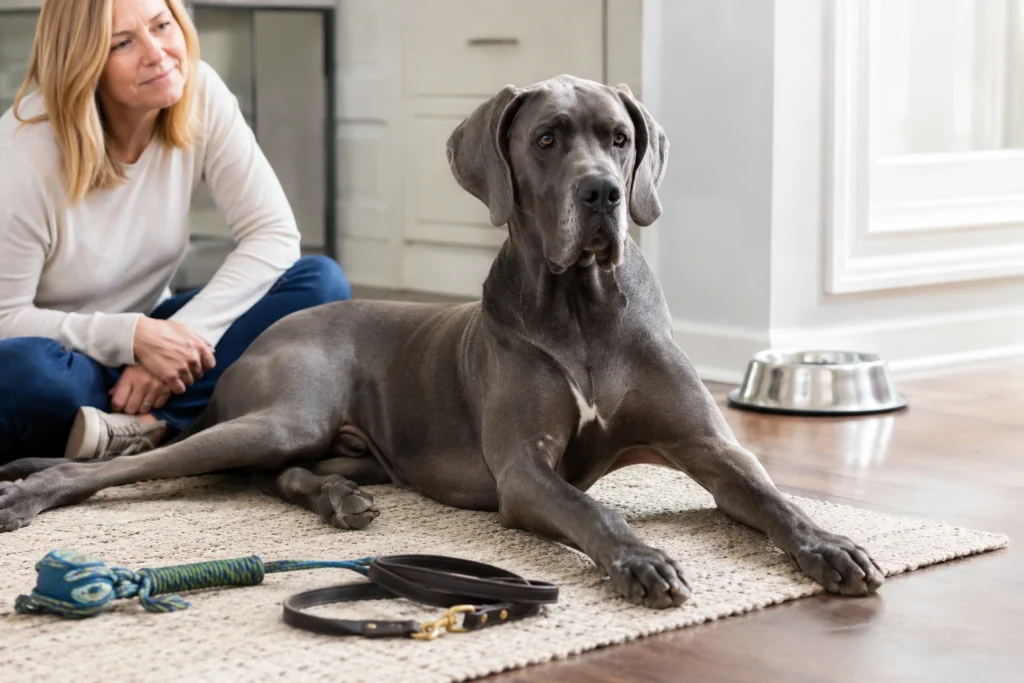 Büyük ve derin göğüslü köpekte büyük öğün sonrası yoğun egzersiz yerine sakin dinlenme
