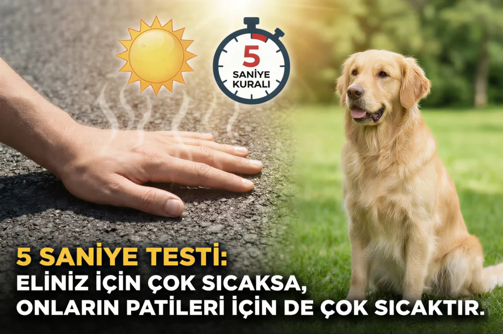 Köpek gezdirmeden önce elin tersiyle yapılan asfalt sıcaklık testi