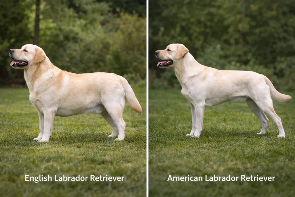 İngiliz ve Amerikan Labrador tiplerinin vücut yapısı karşılaştırması