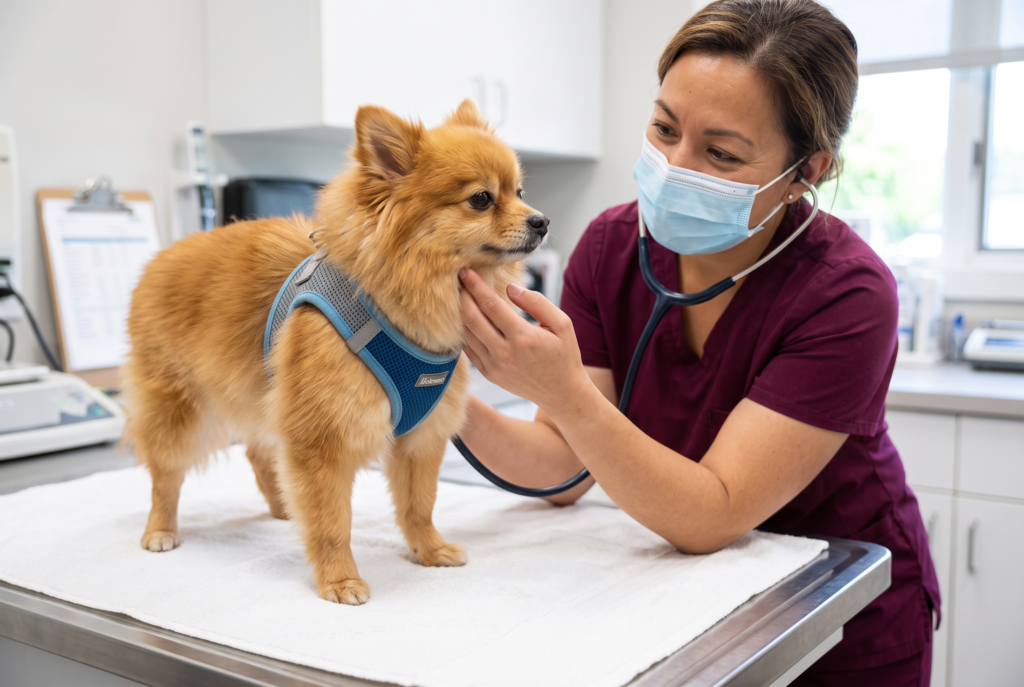 Küçük ırk köpeklerde kaz sesi benzeri öksürüğe neden olabilen trakea çökmesi.