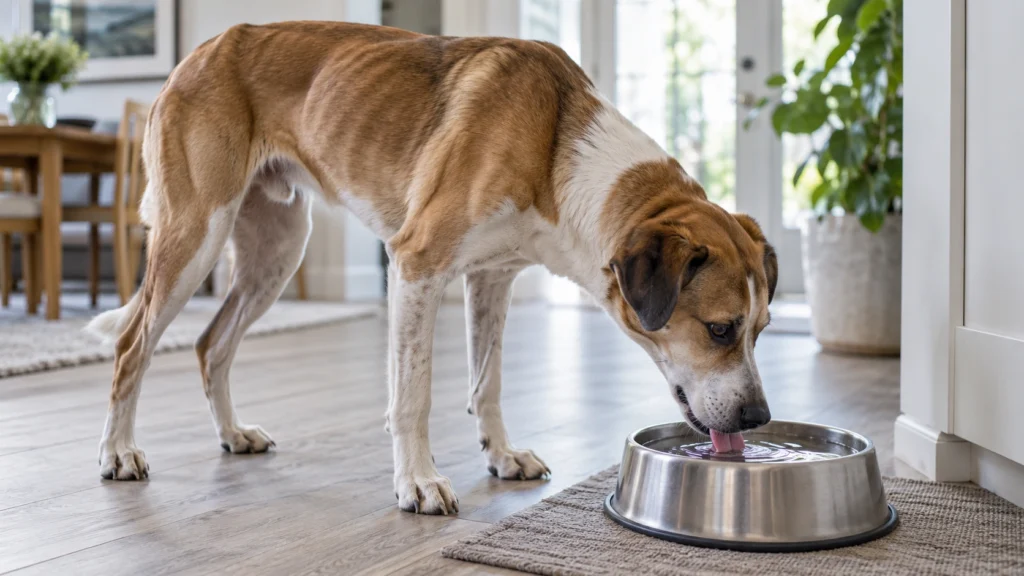 Köpeklerde diyabetin çok su içme, sık idrar ve kilo kaybı belirtileri.