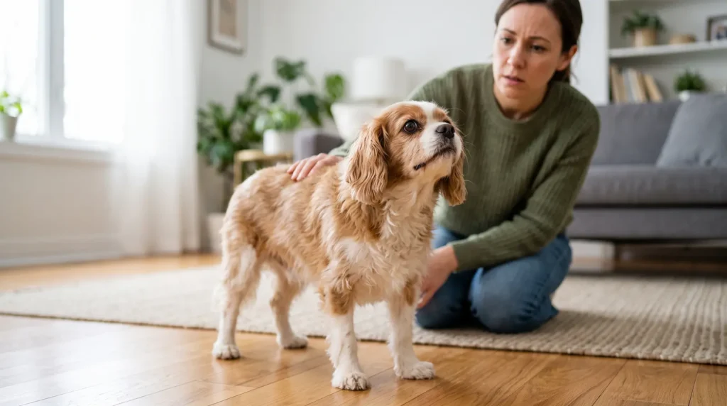 Boynunu uzatarak burnundan hızlı şekilde nefes çeken küçük ev köpeği.